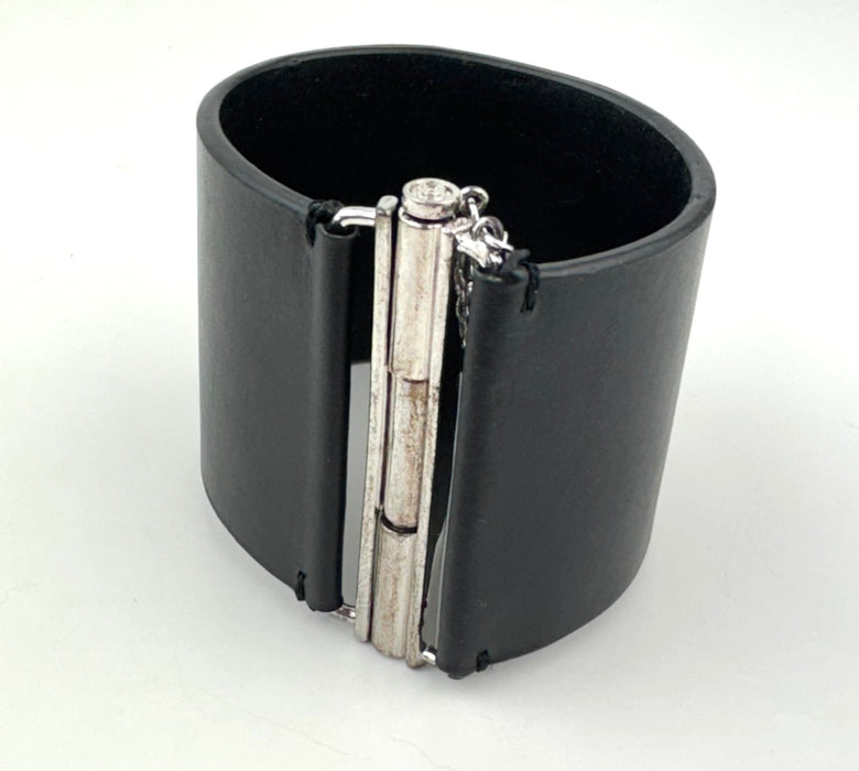 Chanel Lambskin Baguette Crystal CC Chain Cuff Bracelet black