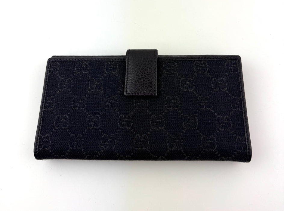 Gucci Black GG Canvas And Leather Interlocking G Continental Wallet