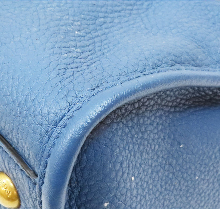 Prada Shoulder Handbag Calfskin Blue