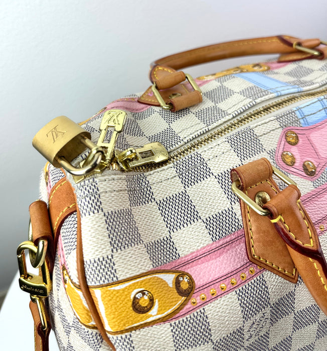 Louis Vuitton Damier Azur Summer Trunks Speedy Bandouliere 30