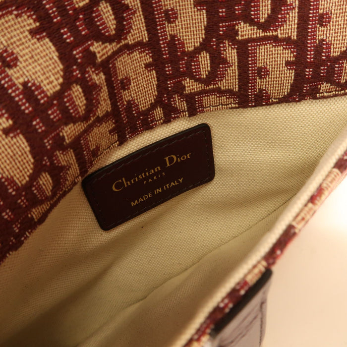 Dior Burgundy Oblique Canvas and Leather Saddle Belt Bag