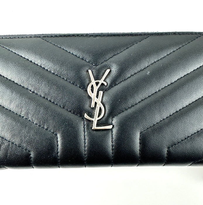 Saint Laurent Lambskin Loulou Zip Wallet Black