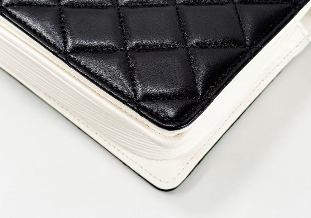 Chanel Lambskin Quilted Book Wallet On Chain WOC Black