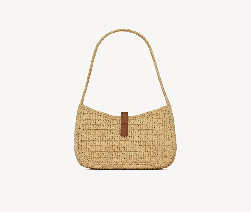 Saint Laurent Mini Le 5 à 7 raffia hobo bag