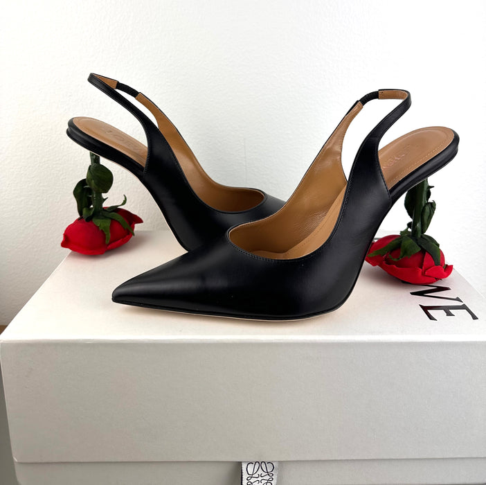 Loewe Rose Heel Slingback In Calfskin