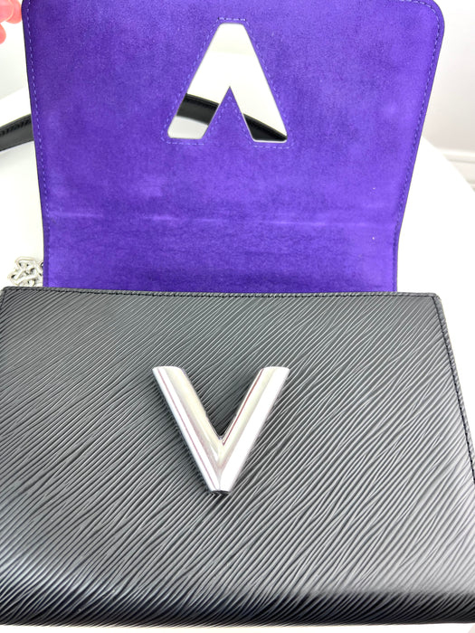 Louis Vuitton Epi Travel Stickers Twist Shoulder Bag MM Black