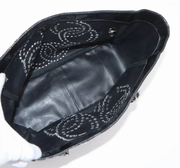 Chanel Perforated CC Logo Patent Leather Chain Handle Tote