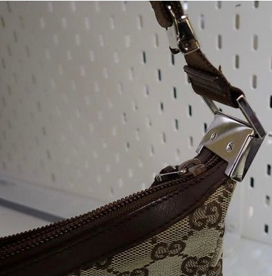Gucci Gg Canvas Leather Shoulder Bag Beige
