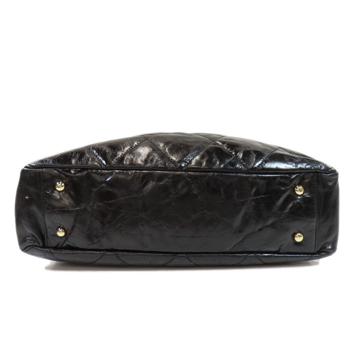 Chanel Black/Red Quilted Glazed Leather Large Portobello Tote