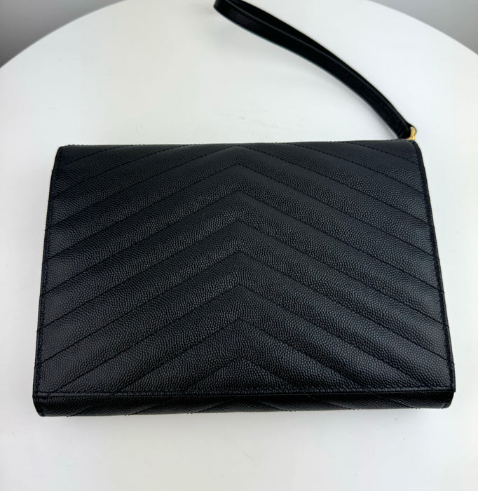 Saint Laurent Monogram Flap Clutch Wristlet Bag