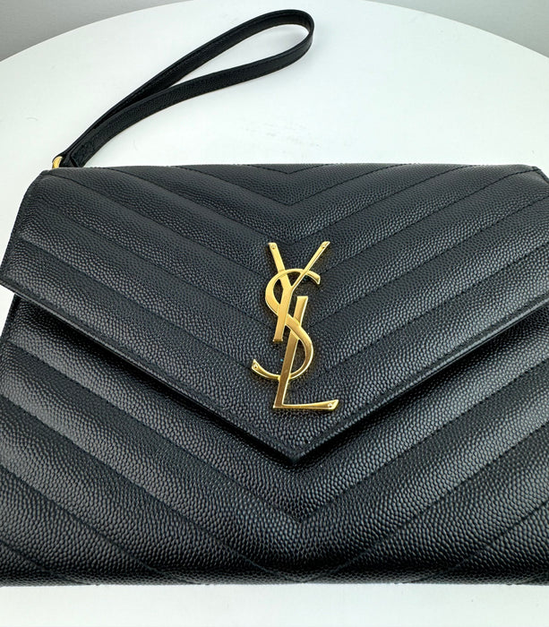Saint Laurent Monogram Flap Clutch Wristlet Bag