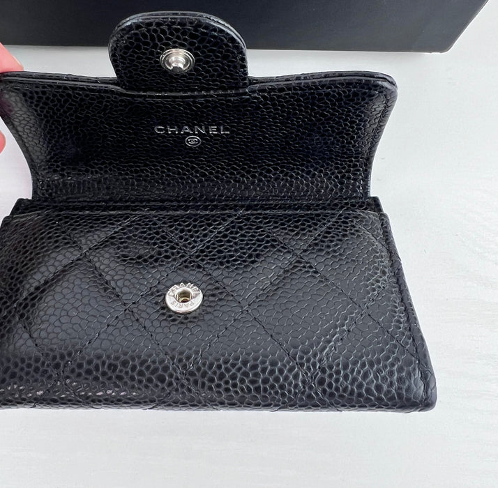 Chanel Caviar Quilted Flap Card Holder Wallet Black