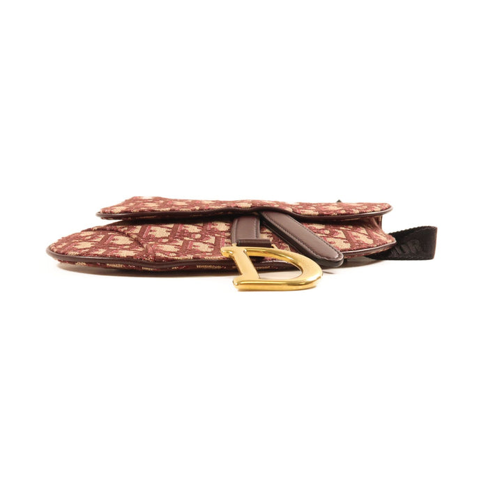 Dior Burgundy Oblique Canvas and Leather Saddle Belt Bag