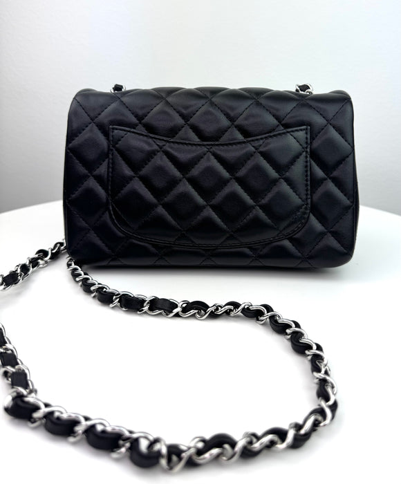 Chanel Classic Mini Flap Bag in Black with Silver hardware