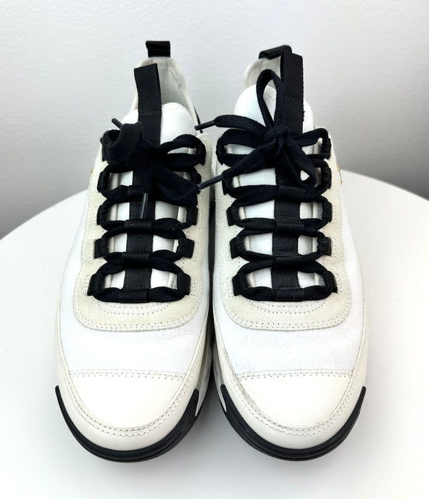 Chanel Mixed Fabric Sneakers in White Beige and Black