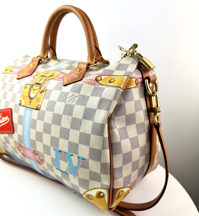 Louis Vuitton Damier Azur Summer Trunks Speedy Bandouliere 30