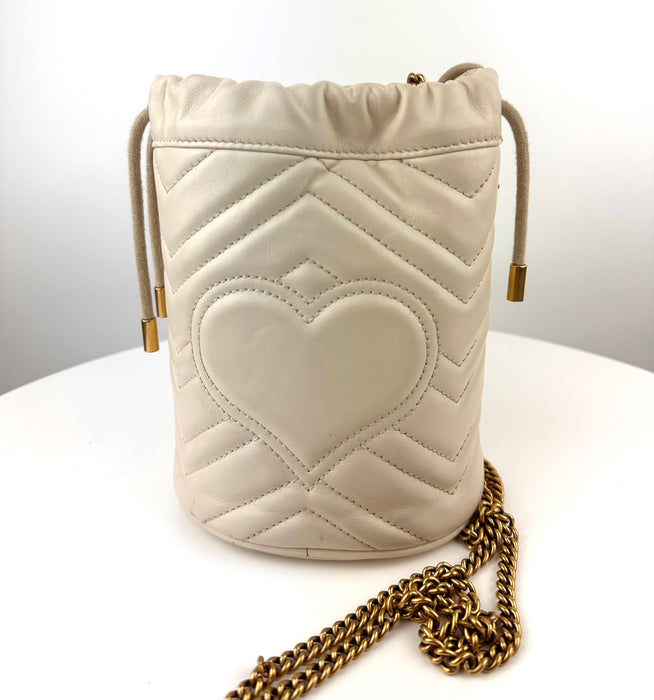 Gucci GG Marmont Mini Bucket Bag in Ivory