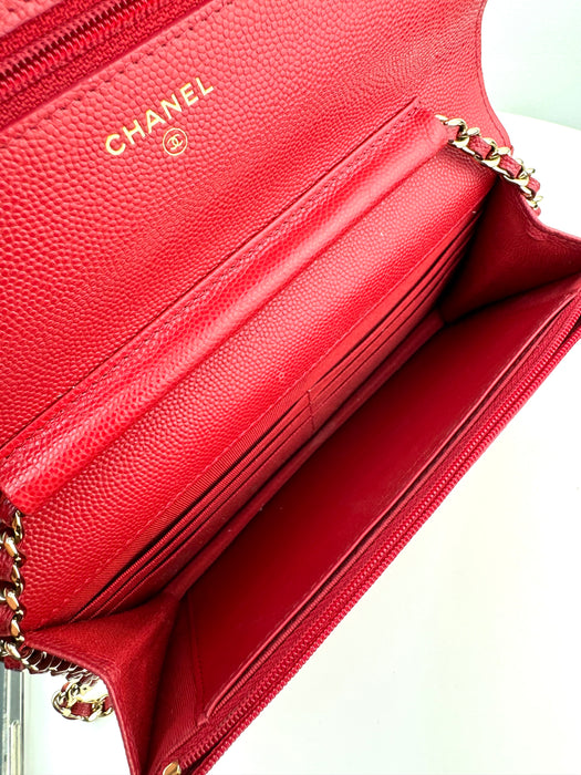 Chanel Classic Caviar on Chain red