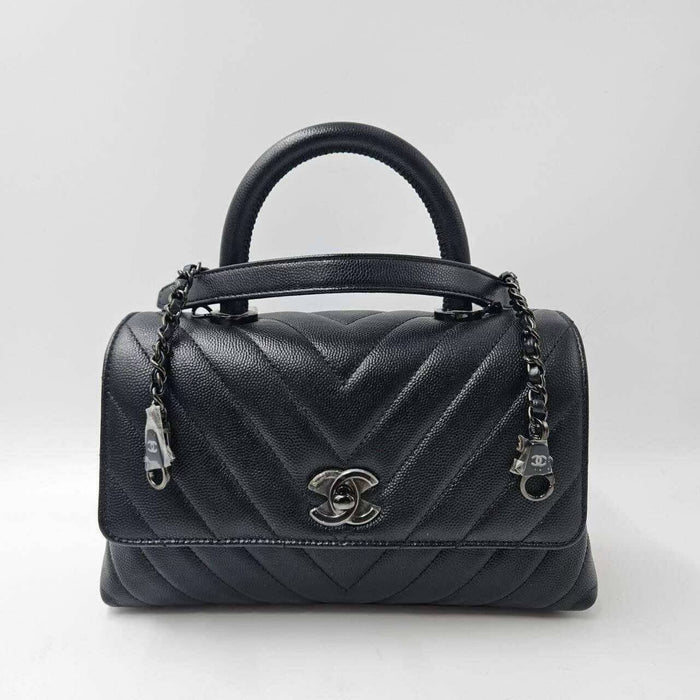 Chanel Chevron Small Caviar  Coco Top Handle Flap bag