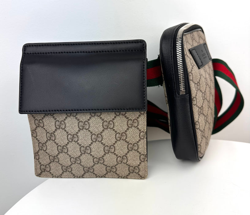 Gucci GG Supreme Double Web Belt Bag