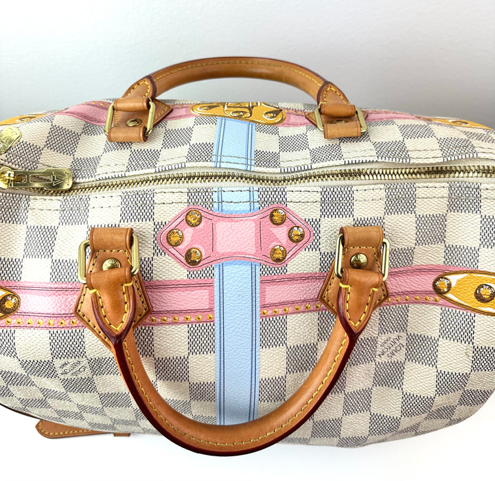 Louis Vuitton Damier Azur Summer Trunks Speedy Bandouliere 30