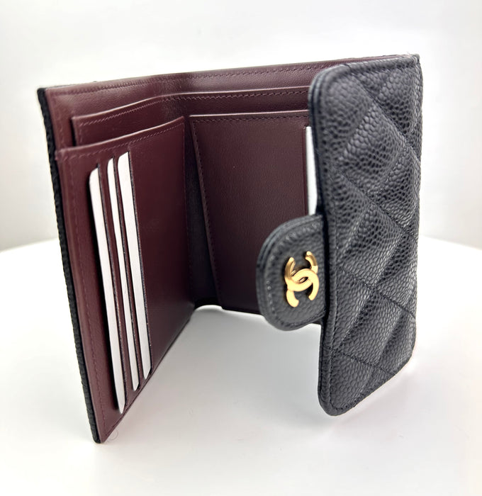 Chanel Caviar Quilted Compact Flap Wallet Black