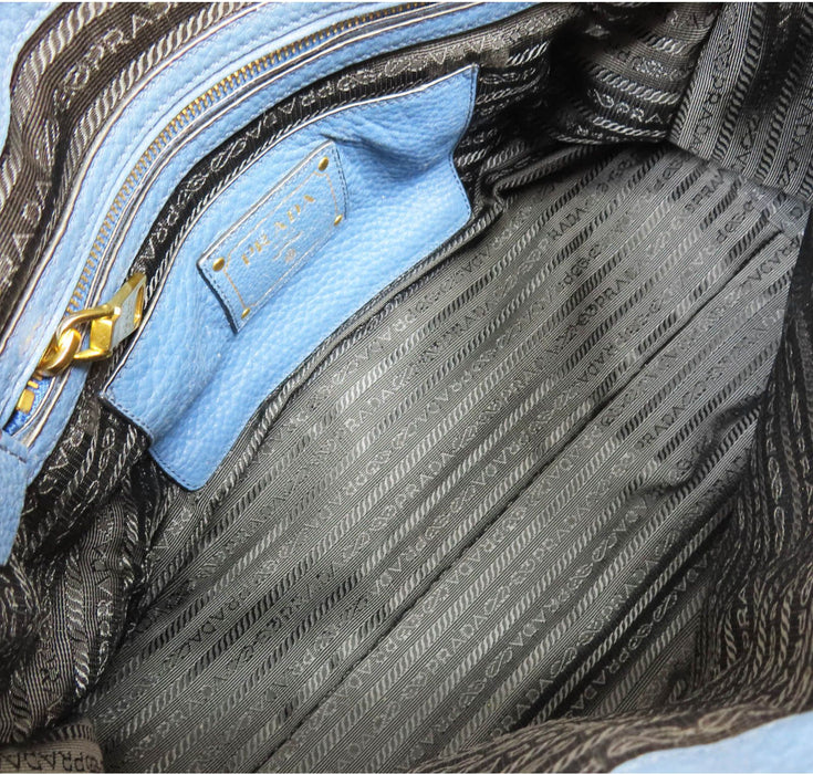 Prada Shoulder Handbag Calfskin Blue