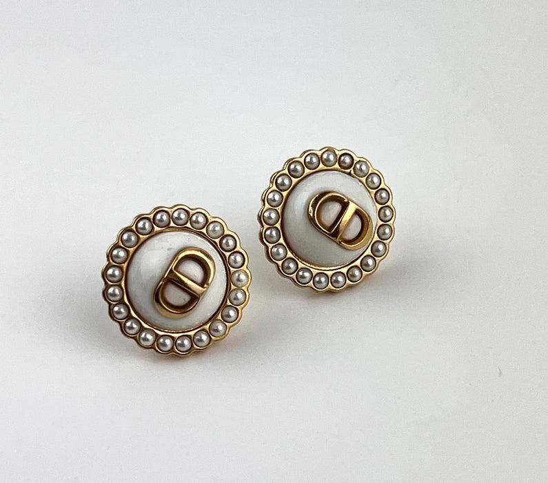 Dior Petit CD Baroque Stud Earrings