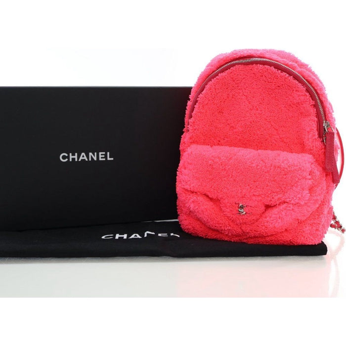 Chanel Coco Beach Backpack Quilted Terry Cloth Small