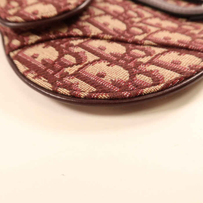 Dior Burgundy Oblique Canvas and Leather Saddle Belt Bag