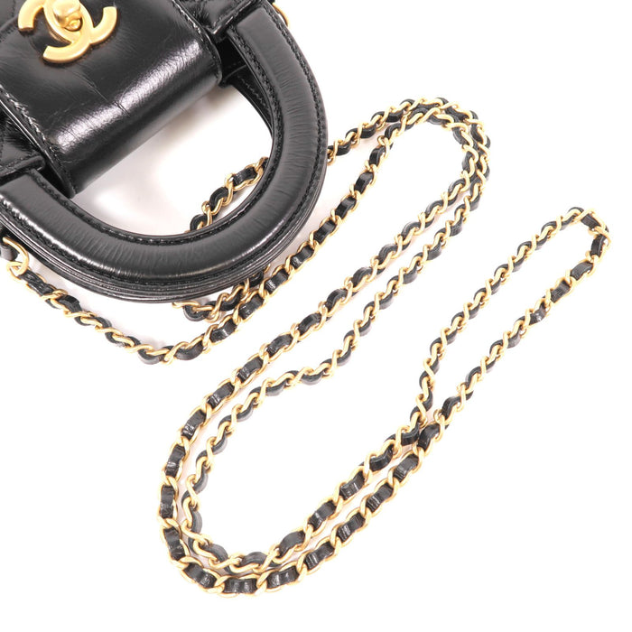 Chanel Shiny Aged Calfskin Quilted Mini Nano Kelly Shopper Black