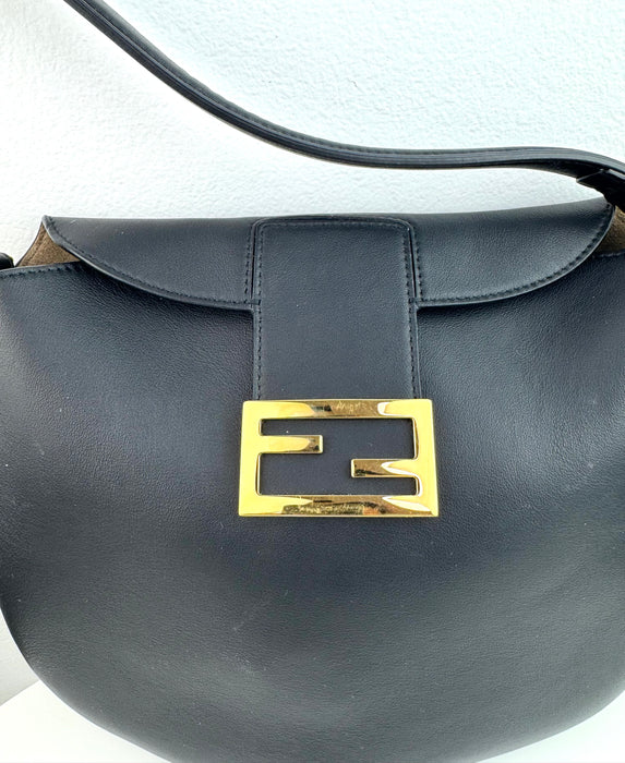 Fendi Vitello Grace Suede Small Croissant Hobo bag