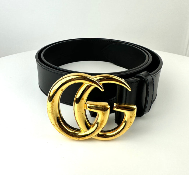 Gucci GG Marmont Leather Belt with Shiny Buckle