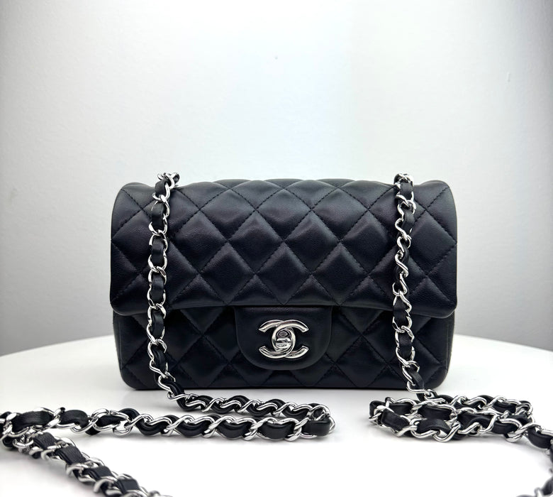 Chanel Classic Mini Flap Bag in Black with Silver hardware