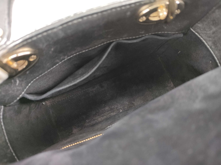 Dior Lady Cannage Leather Handbag Metallic Silver small