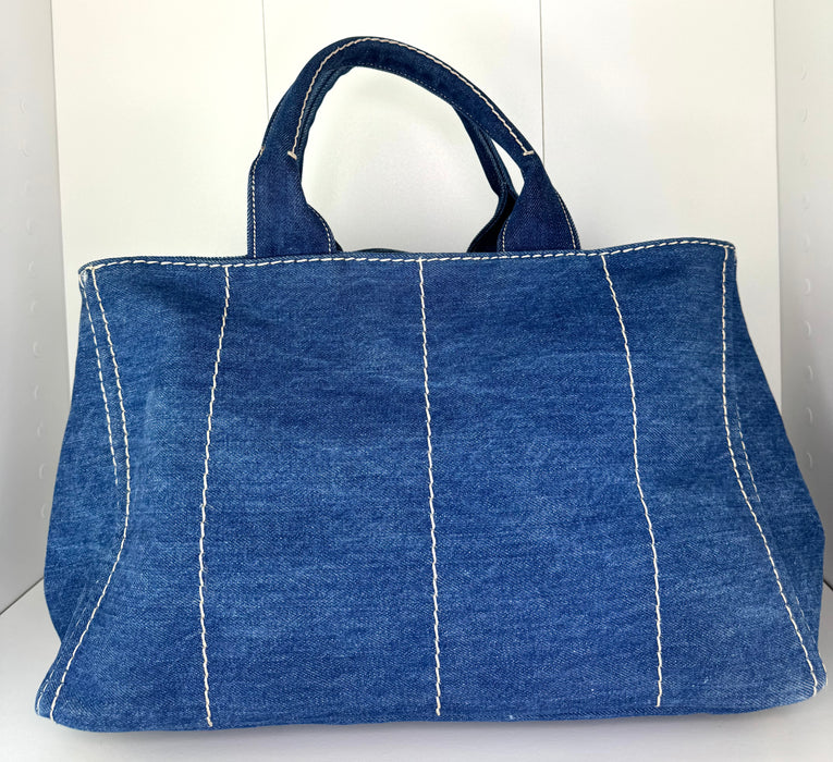 Prada Denim Canapa Logo Tote Avio