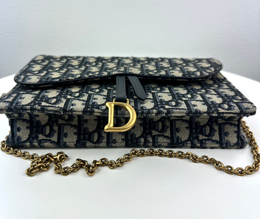 Dior Saddle Pouch in Blue Dior Oblique Jacquard