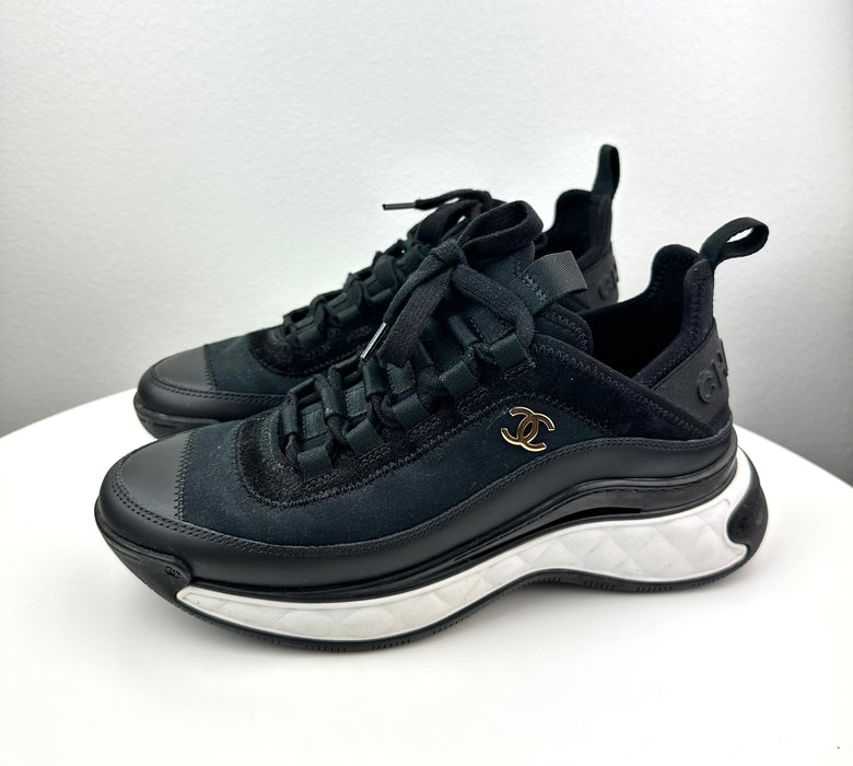 Chanel Mixed Fabric Sneakers in Black