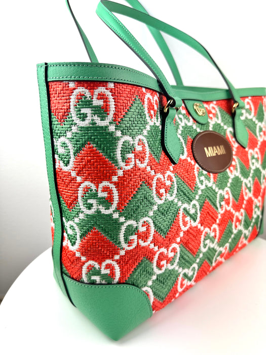 Gucci Ophidia GG Raffia Shoulder Bag/Tote, Limited Edition "Miami”