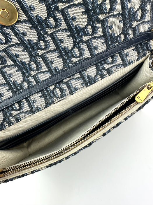 Dior Saddle Pouch in Blue Dior Oblique Jacquard