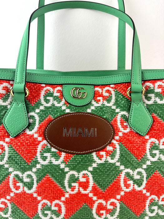 Gucci Ophidia GG Raffia Shoulder Bag/Tote, Limited Edition "Miami”