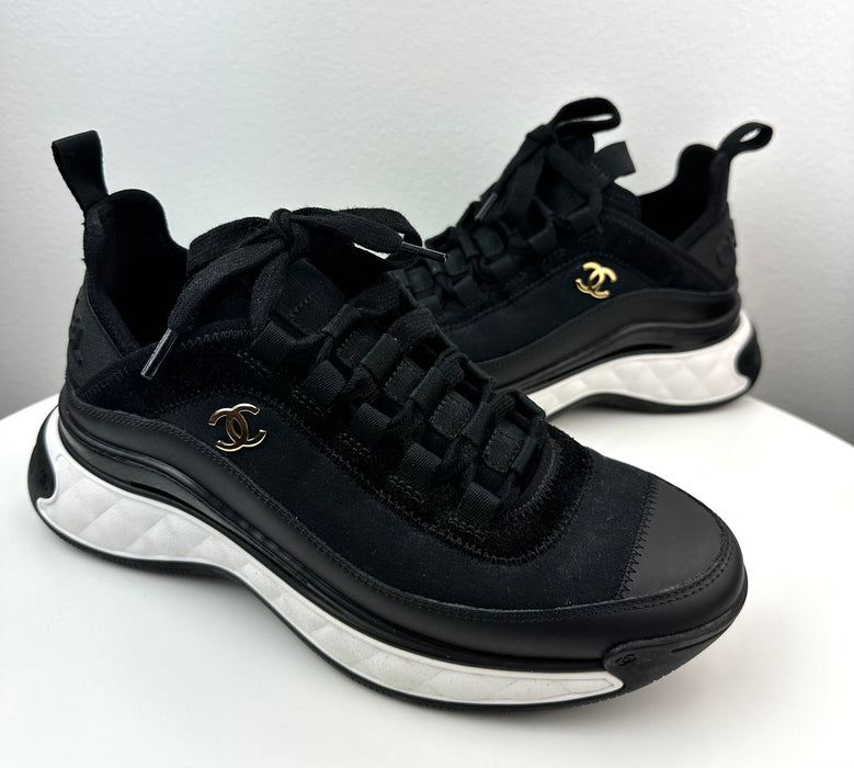 Chanel Mixed Fabric Sneakers in Black