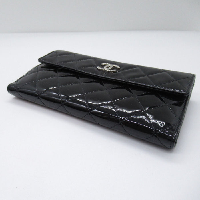 Chanel Black Brilliant Double Sided Long Wallet Patent Leather