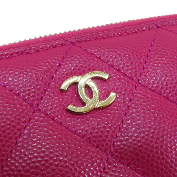 Chanel Caviar Zip Around Long Wallet Pink