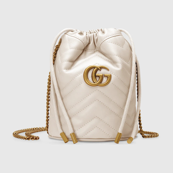 Gucci GG Marmont Mini Bucket Bag in Ivory
