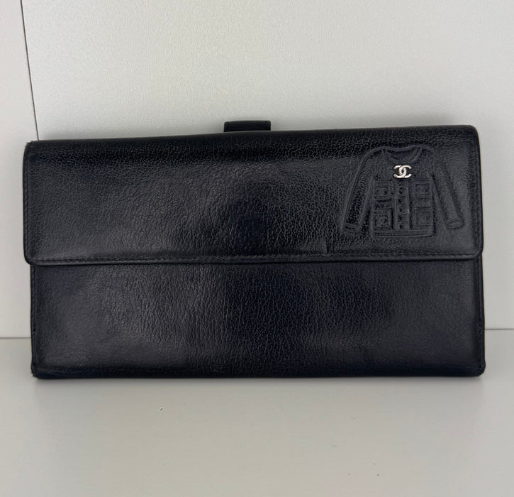 Chanel Leather CC Jacket Embossed Yen Wallet