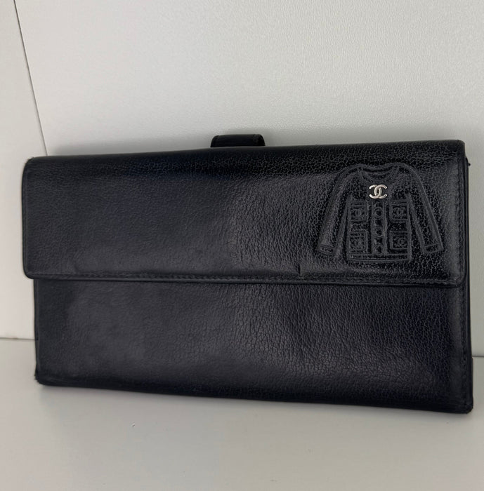 Chanel Leather CC Jacket Embossed Yen Wallet