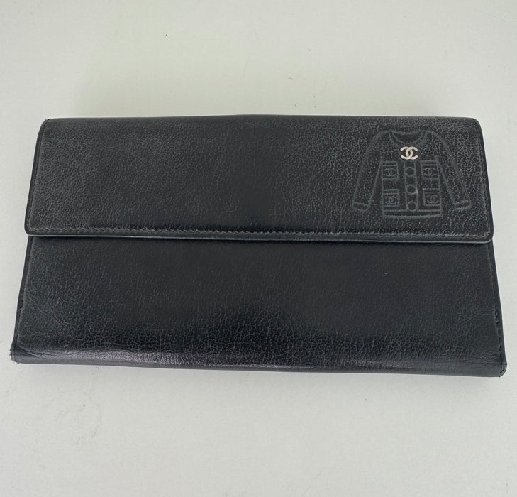 Chanel Leather CC Jacket Embossed Yen Wallet