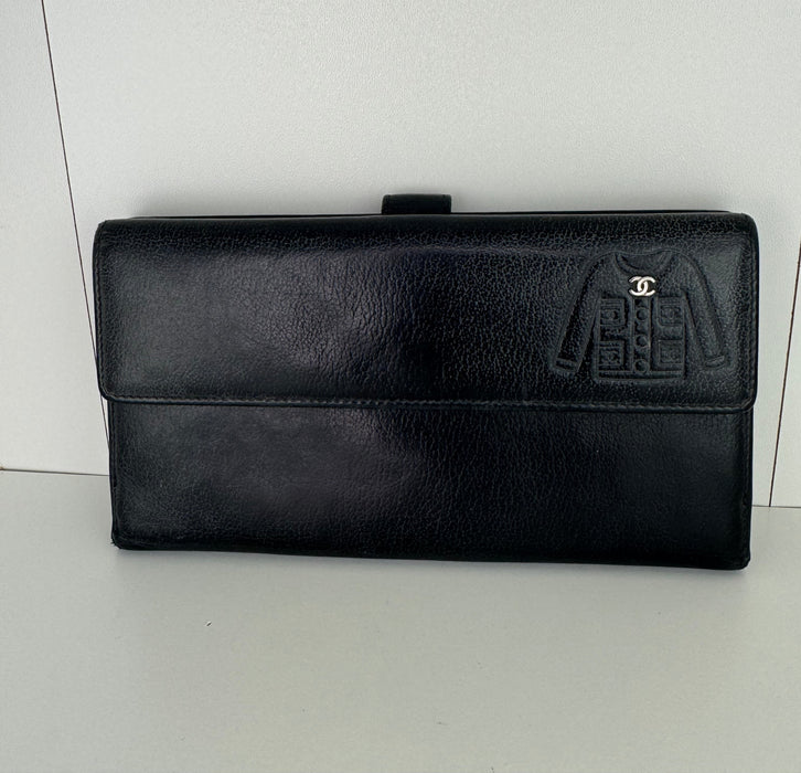 Chanel Leather CC Jacket Embossed Yen Wallet