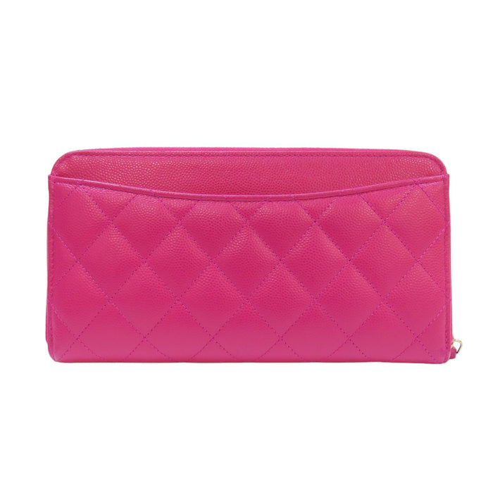 Chanel Caviar Zip Around Long Wallet Pink